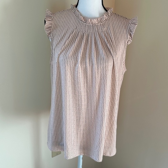 *ADRIANNA PAPELL* Pink x Black Ruffle Neck Fashion Tank Top Size Large - Picture 3 of 12